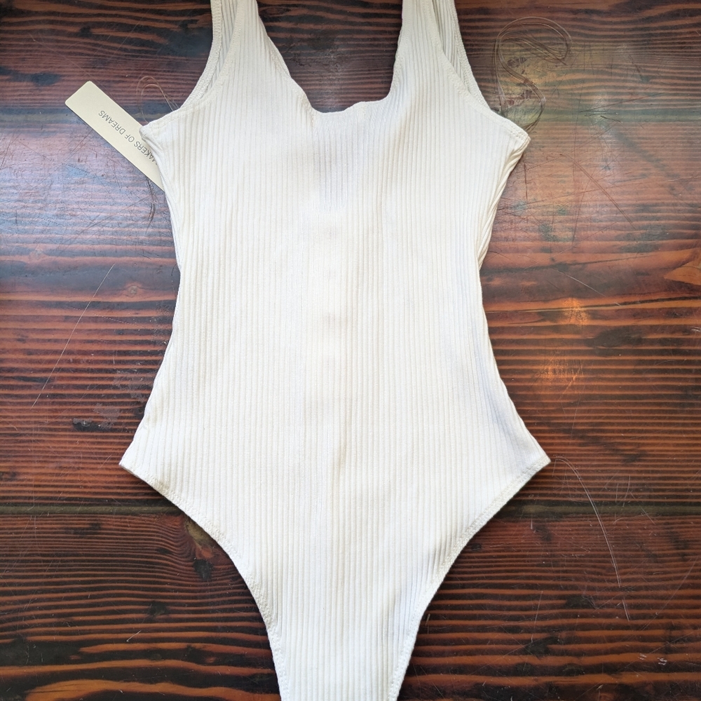 Makers of Dreams Ribbed White Bodysuit | Size S | NWT - Picture 3 of 3